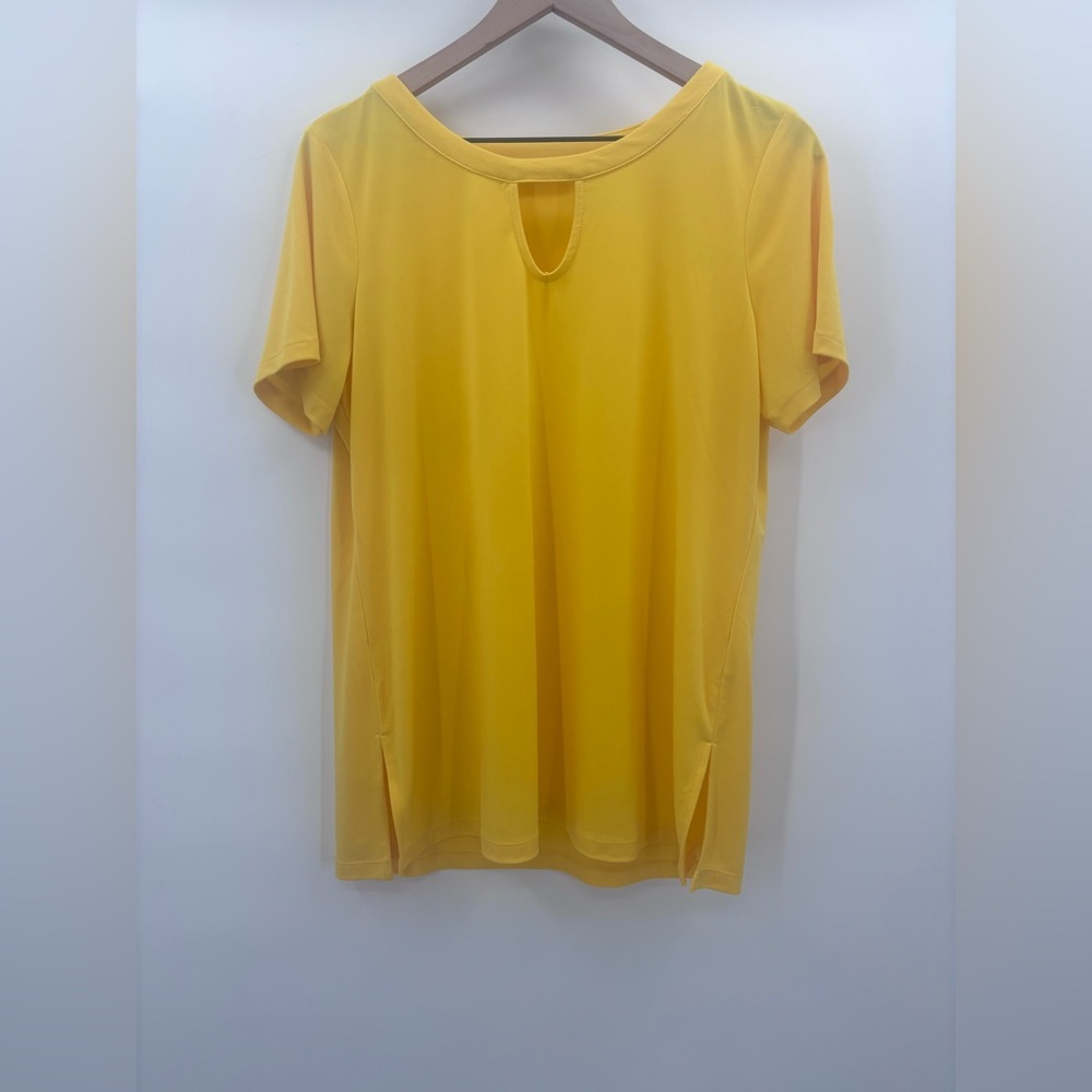 Susan Graver Modern Essential Liquid Knit Tunic in Yellow Size Medium